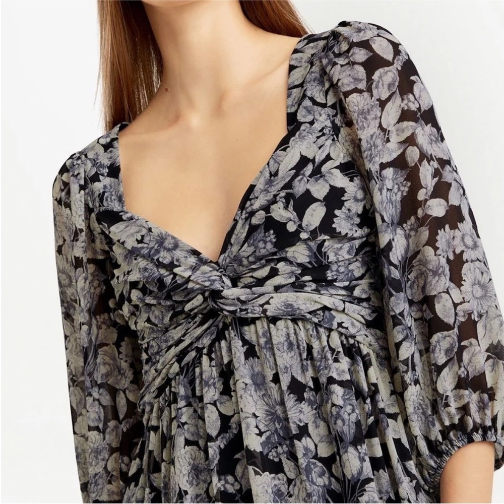 Cinq a Sept Harlie Twist Front Floral Print Mini Dress - Picture 7 of 7